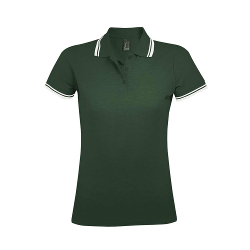 Pasadena custom polo shirt for women, Women's Polo Shirts, Size: S, Color: black and white, Size: S, Color: dark green with whit