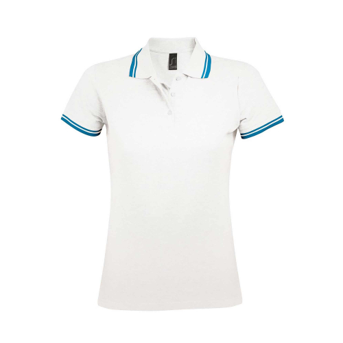 Pasadena custom polo shirt for women, Women's Polo Shirts, Size: S, Color: black and white, Size: S, Color: dark green with whit