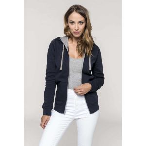 Custom two-tone zippered sweatshirt for women, Women's Hoodies, Size: XS, Color: black with red, Size: XS, Color: white and red,