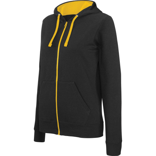 Custom two-tone zippered sweatshirt for women, Women's Hoodies, Size: XS, Color: black with red, Size: XS, Color: white and red,