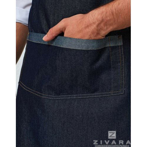 Sort cu pieptar denim constrastant PRZ127, Uniforme bucatari/ospatari