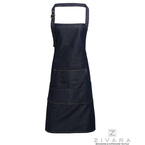 Sort cu pieptar din denim PRZ126, Uniforme bucatari/ospatari, Size: unica, Color: Black denim, Size: unica, Color: Indigo denim