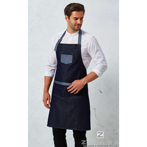 Sort cu pieptar denim constrastant PRZ127, Uniforme bucatari/ospatari
