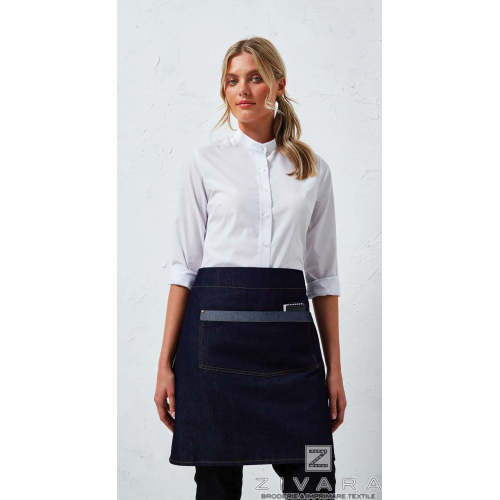 Sort din denim contrastant PRZ128, Uniforme bucatari/ospatari, Size: unica, Color: Black denim, Size: unica, Color: Indigo denim