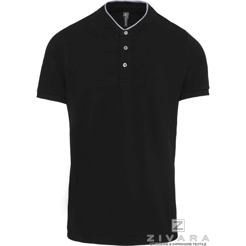 Tricou polo cu guler mandarin KAZ223, Men's Polo Shirts, Size: XS, Color: White, Size: S, Color: White, Size: m, Color: White, S
