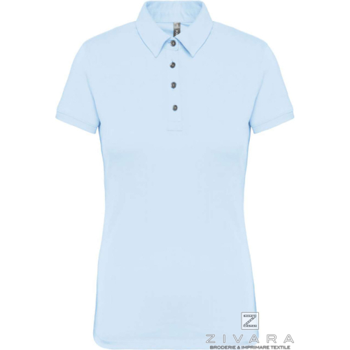 Tricou polo cu nasturi metalici KAZ263 pentru dama, Women's Polo Shirts, Size: S, Color: White, Size: m, Color: White, Size: IT,