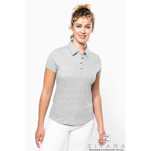 Tricou polo cu nasturi metalici KAZ263 pentru dama, Women's Polo Shirts, Size: S, Color: White, Size: m, Color: White, Size: IT,
