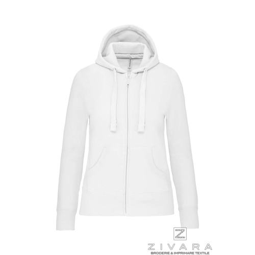 Hanorac clasic cu fermoar KAZ464 pentru dama, Women's Hoodies, Size: XS, Color: White, Size: S, Color: White, Size: m, Color: Wh