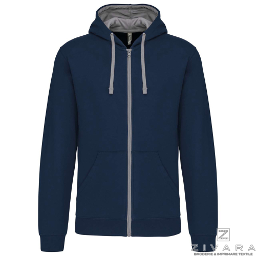 Hanorac bicolor cu fermoar KAZ466, Men's Hoodies, Size: S, Color: ash grey, Size: m, Color: ash grey, Size: IT, Color: ash grey,