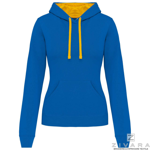 Hanorac bicolor pentru dama, Women's Hoodies, Size: XS, Color: bleu, Size: S, Color: bleu, Size: m, Color: bleu, Size: IT, Color