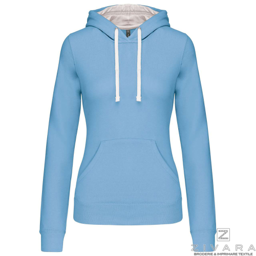 Hanorac bicolor pentru dama, Women's Hoodies, Size: XS, Color: bleu, Size: S, Color: bleu, Size: m, Color: bleu, Size: IT, Color
