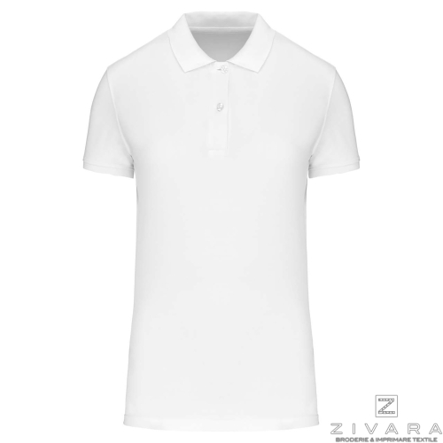 Tricou polo din bumbac organic KAZ2026 pentru dama, Women's Polo Shirts, Size: XS, Color: White, Size: S, Color: White, Size: m,